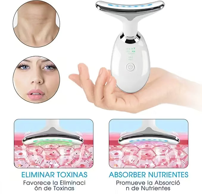Masajeador facial lifting EMS- Dispositivo Facial de Limpieza con 3 Luces LED