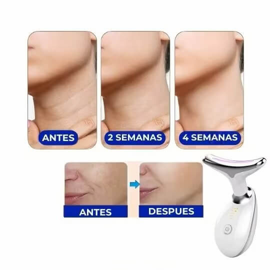 Masajeador facial lifting EMS- Dispositivo Facial de Limpieza con 3 Luces LED