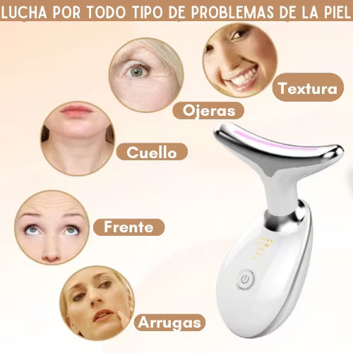 Masajeador facial lifting EMS- Dispositivo Facial de Limpieza con 3 Luces LED